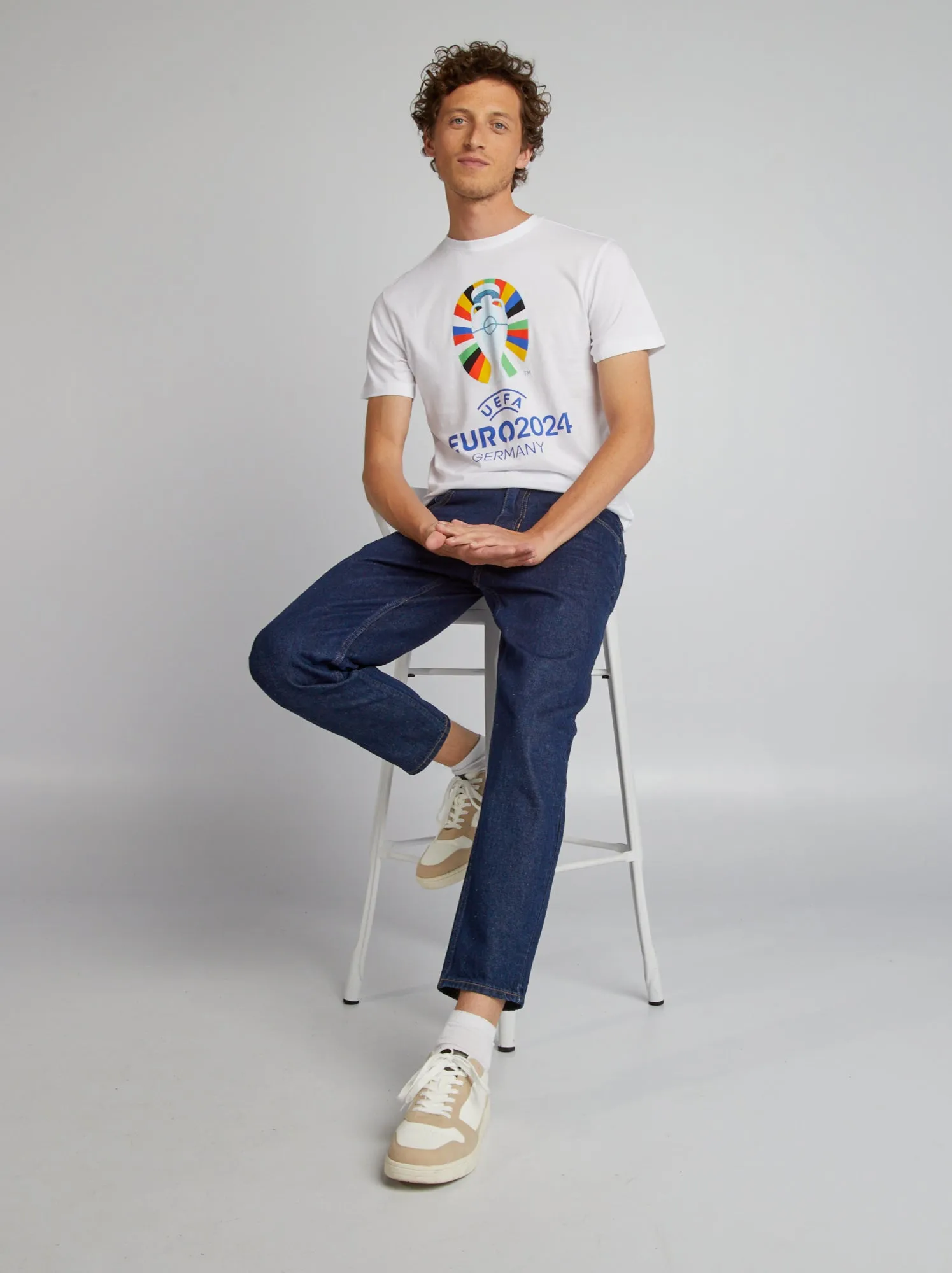 T-shirt in cotone a maniche corte 'Euro 2024' - BIANCO