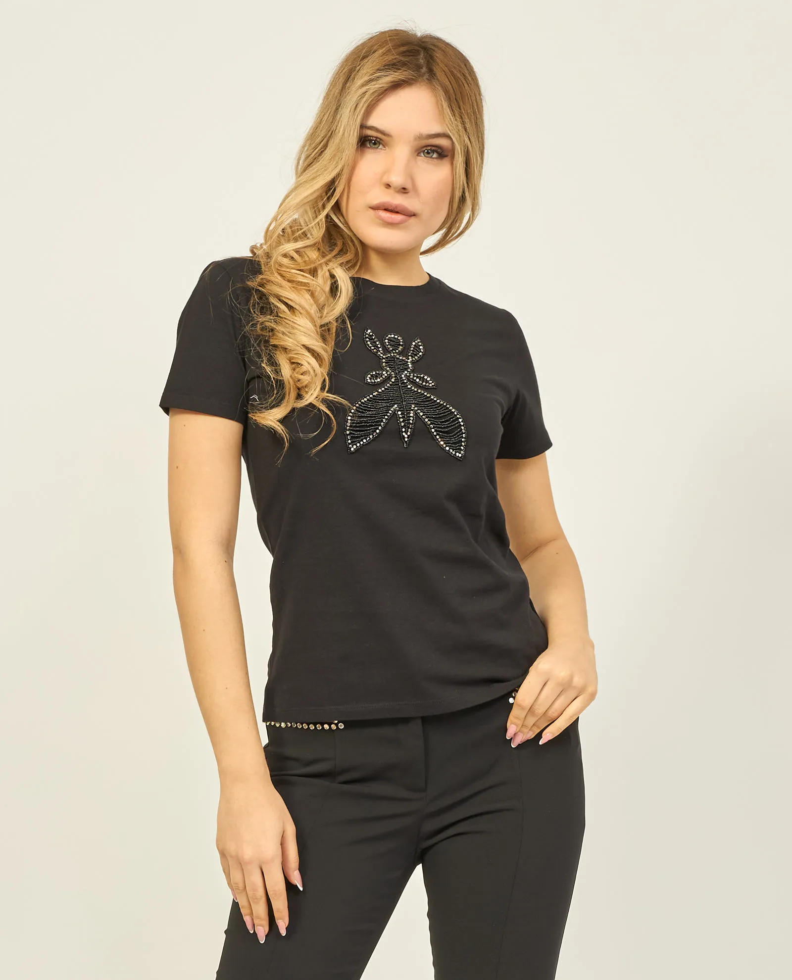 T-shirt nera Patrizia Pepe girocollo con logo