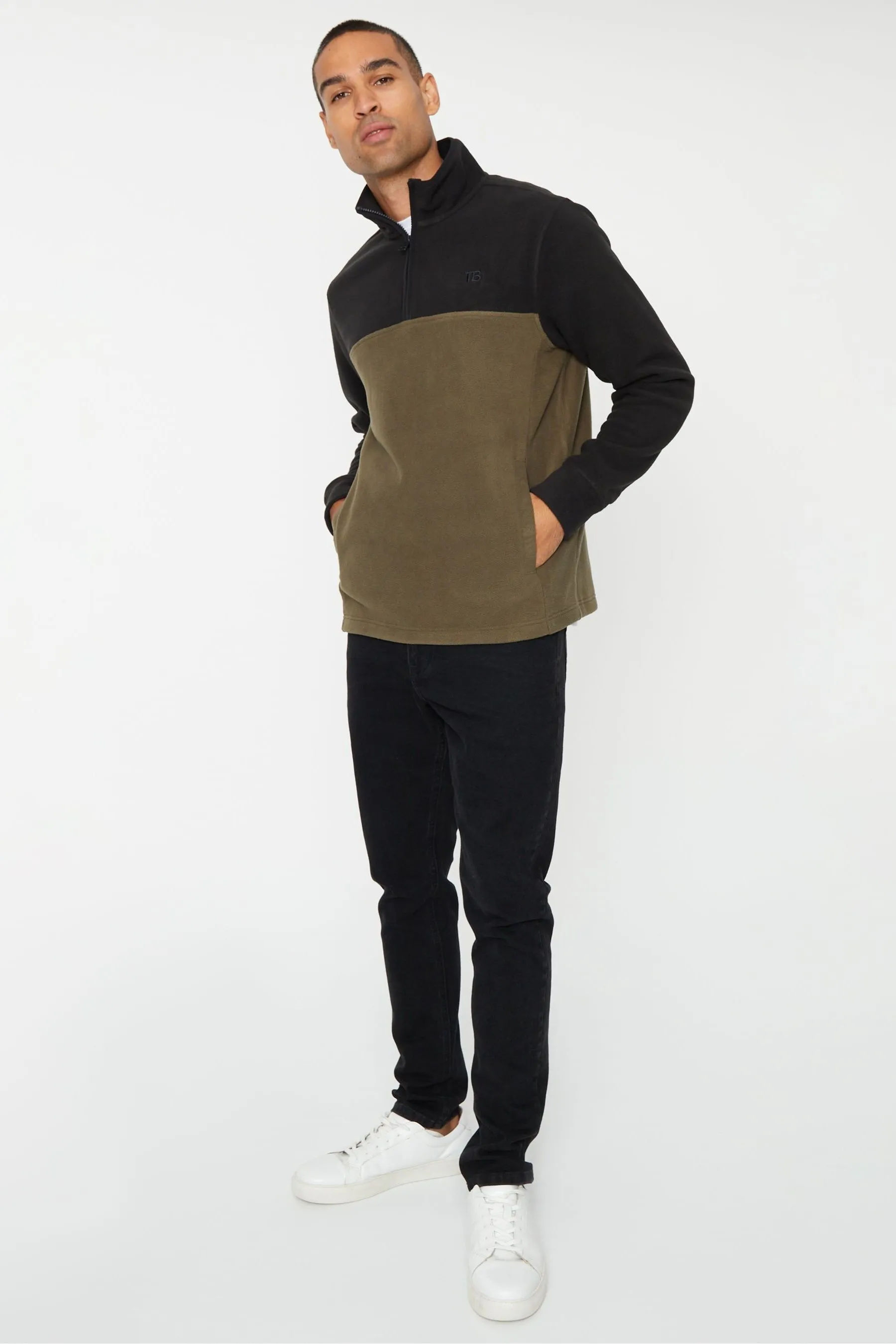 Threadbare Two Tone 1/4 Zip Fleece Jumper    