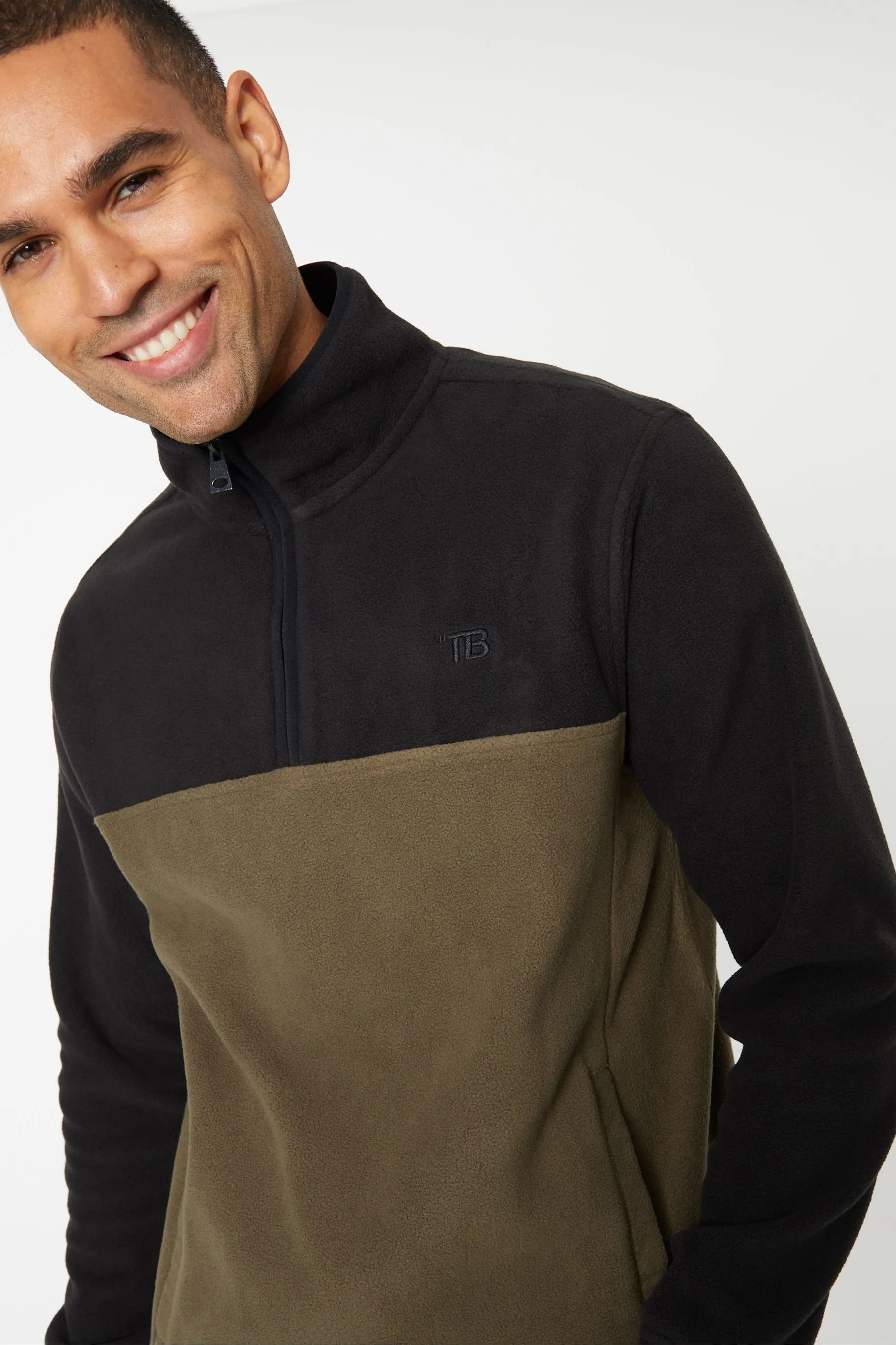 Threadbare Two Tone 1/4 Zip Fleece Jumper    