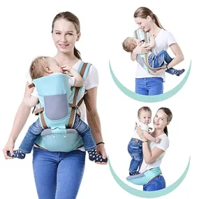 WHSPORT Marsupio Neonati Ergonomico, Porta Bambino con Sedile Multiposizione, con PoggiaTesta e Cappuccio, Puro Cotone Traspiran